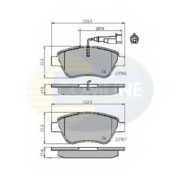 Колодки тормозные дисковые передний для CITROEN NEMO / FIAT BRAVO, DOBLO, FIORINO, LINEA, PUNTO, QUBO, STILO / LANCIA MUSA / PEUGEOT BIPPER <b>COMLINE CBP11702 / 23706, 23707</b>