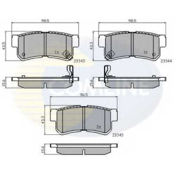 Колодки тормозные дисковые задний для DAEWOO MUSSO(FJ) / HYUNDAI TRAJET(FO) / SSANGYONG MUSSO(FJ) <b>COMLINE CBP31126 / 23543, 23544, 23545</b>
