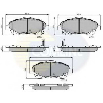Колодки тормозные дисковые передний для TOYOTA AVENSIS(T25, T25#), COROLLA(CDE12#, R1#, ZDE12#, ZER#, ZZE12#) <b>COMLINE CBP31140 / 23480, 23481, 23768</b>