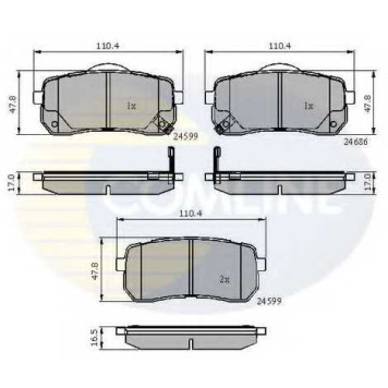 Колодки тормозные дисковые задний для HYUNDAI H-1 Travel(TQ), H-1(TQ), ix55 / KIA CARNIVAL / GRAND CARNIVAL(VQ) <b>COMLINE CBP31675 / 24599, 24686</b>