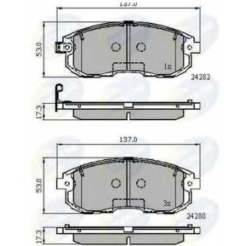Колодки тормозные дисковые передний для FIAT SEDICI(FY#) / SUZUKI SX4(EY,GY) <b>COMLINE CBP32025 / 24280, 24282</b>
