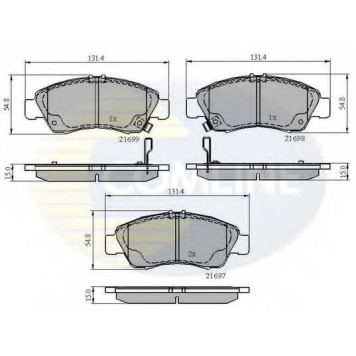 Колодки тормозные дисковые передний для HONDA CAPA, CITY(GM), CIVIC(EG,EH,EJ,EK,EP,EU,EV), JAZZ(GD), LOGO(GA3) <b>COMLINE CBP3556 / 21697, 21698, 21699</b>