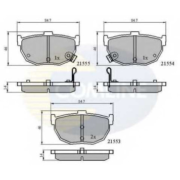Колодки тормозные дисковые задний для HYUNDAI COUPE, ELANTRA, LANTRA, TIBURON / KIA CERATO / NISSAN BLUEBIRD, MAXIMA <b>COMLINE CBP3805 / 21553, 21554, 21555</b>