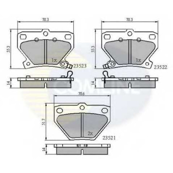 Колодки тормозные дисковые задний для TOYOTA CELICA, COROLLA, IST, MATRIX, PRIUS, YARIS <b>COMLINE CBP3841 / 23521, 23522, 23523</b>