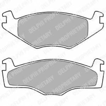Колодки тормозные дисковые для VW GOLF(155,19E,1G1), PASSAT(32B), POLO(80,86C), SANTANA(32B), SCIROCCO(53B) <b>DELPHI LP420 / 20887</b>