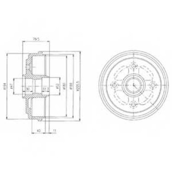 DELPHI BF400 - барабан тормозной задний (180x79,5) 4 отв