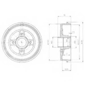DELPHI BF427 - барабан тормозной задний (203,3х76) 4 отв