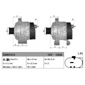 Генератор 120А для FORD C-MAX(DXA/CEU,DXA/CB7), FOCUS <b>DENSO DAN1313</b>