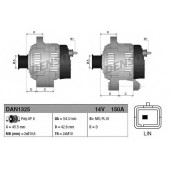 Генератор 150А для CITROEN C-ELYSEE, C4(B7), C4 CACTUS, DS4 / PEUGEOT 3008, 301, 308, 5008 <b>DENSO DAN1325</b>