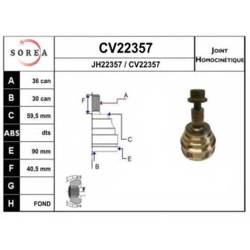 Шарнирный комплект приводного вала EAI CV22357K