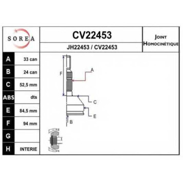 Шарнирный комплект приводного вала EAI CV22453K