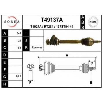 Приводной вал EAI T49137A