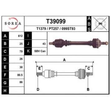 Приводной вал EAI T39099