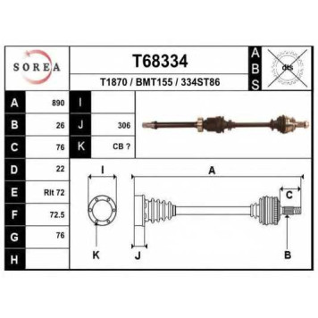 Приводной вал EAI T68334