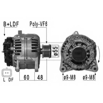 Генератор 150А для NISSAN CUBE, JUKE, MICRA, NOTE, NV200, NV200 / EVALIA, QASHQAI / QASHQAI +2, TIIDA / RENAULT GRAND SCENIC, MEGANE, SCENIC <b>ERA 209028</b>
