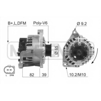 Генератор 120А для AUDI A4, A6, A8, ALLROAD / SKODA SUPERB / VW PASSAT <b>ERA 210076</b>