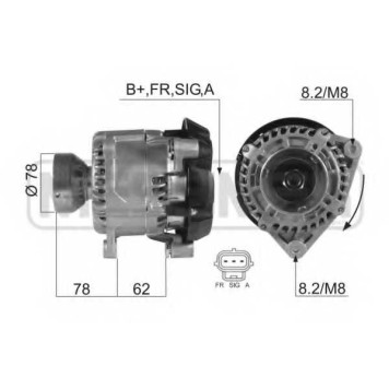 Генератор 124А для FORD FOCUS(DBW,DAW,DFW), TOURNEO CONNECT, TRANSIT CONNECT(P70#, P80#,P65#) <b>ERA 210366</b>