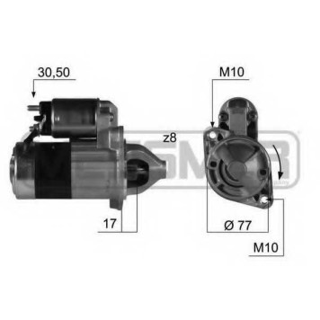Стартер 1,2кВт для HYUNDAI COUPE(GK,RD), ELANTRA(XD), LANTRA(J-2), MATRIX(FC), SONATA(EF), TUCSON(JM) / KIA CARENS(FJ), CERATO(LD) <b>ERA 220383</b>