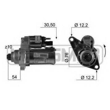 Стартер 1,1кВт для AUDI A3(8P1,8PA) / SKODA FABIA(6Y2,6Y3,6Y5), OCTAVIA(1U5,1Z3,1Z5), ROOMSTER(5J) / VW GOLF(521,1K1,5M1), POLO(9N#) <b>ERA 220446</b>