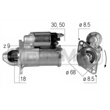 Стартер 1,1кВт для CHEVROLET CRUZE / FIAT CROMA / OPEL ASTRA, CORSA, INSIGNIA, MERIVA, SIGNUM, VECTRA, VECTRA C GTS, ZAFIRA <b>ERA 220609</b>