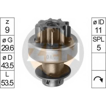 Привод с механизмом свободного хода стартера ERA ZN0809