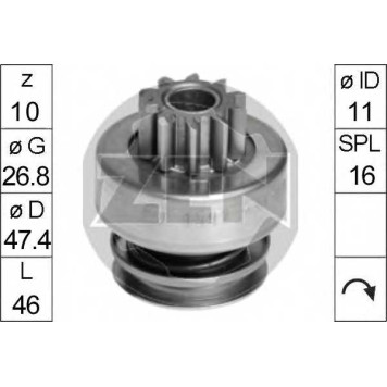 Привод с механизмом свободного хода стартера ERA ZN1597