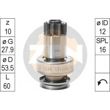 Привод с механизмом свободного хода стартера ERA ZN1632