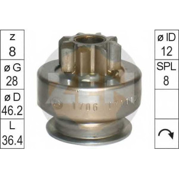 Привод с механизмом свободного хода стартера ERA ZN1706