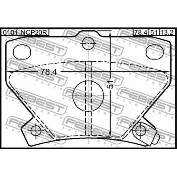 Колодки тормозные дисковые задний для TOYOTA CELICA, COROLLA, ECHO, IST, MATRIX, PLATZ, PRIUS, VIOS, WILL VS, YARIS <b>FEBEST 0101-NCP20R</b>-1