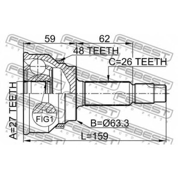 Шарнир приводного вала FEBEST 0110-061A48-1
