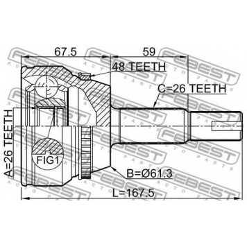Шарнир приводного вала FEBEST 0110-ACV40L26A48-1