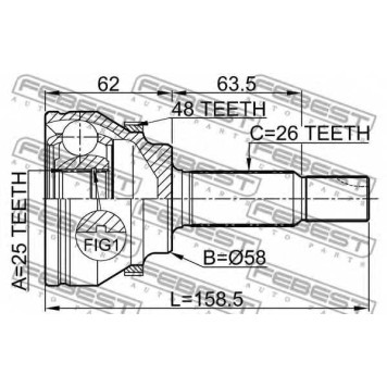 Шарнир приводного вала FEBEST 0110-AZT250A48-1