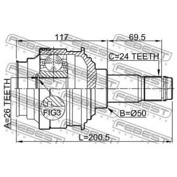 Шарнир приводного вала FEBEST 0111-MCX20LH-1