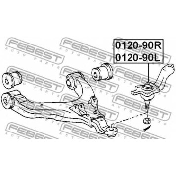 Несущий / направляющий шарнир FEBEST 0120-90R-1