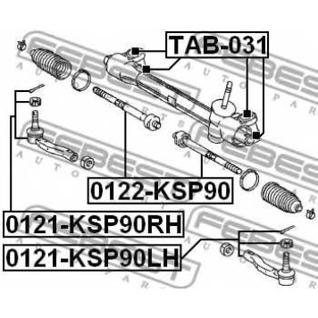 Наконечник поперечной рулевой тяги FEBEST 0121-KSP90LH-1
