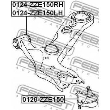 Рычаг независимой подвески колеса FEBEST 0124-ZZE150LH-1