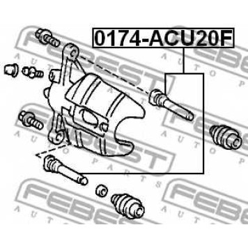 Направляющий болт корпуса скобы тормоза FEBEST 0174-ACU20F-1