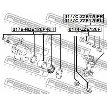 Направляющий болт корпуса скобы тормоза FEBEST 0174-ZZE120F-1