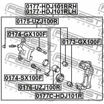Поршень корпуса скобы тормоза FEBEST 0176-UZJ100R-1