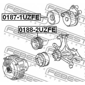 Натяжной ролик поликлинового ременя FEBEST 0187-1UZFE-1