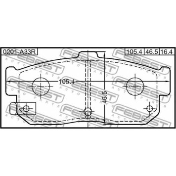 Колодки тормозные дисковые задний для INFINITI G20, I30 / NISSAN ALMERA TINO, ALMERA, ALTIMA, AVENIR, BLUEBIRD, MAXIMA QX, MAXIMA, PRIMERA, PULSAR, SENTRA, SUNNY <b>FEBEST 0201-A33R</b>-1