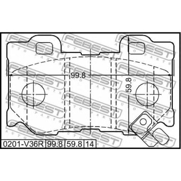 Колодки тормозные дисковые задний для INFINITI FX, G, M(Y51), M37, Q70(Y51) / NISSAN 370 Z(Z34), FUGA <b>FEBEST 0201-V36R</b>-1