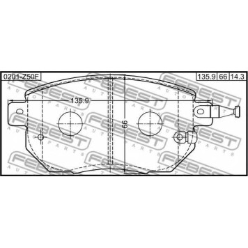 Колодки тормозные дисковые передний для INFINITI FX / NISSAN ALTIMA, MURANO(Z50,Z51) <b>FEBEST 0201-Z50F</b>-1