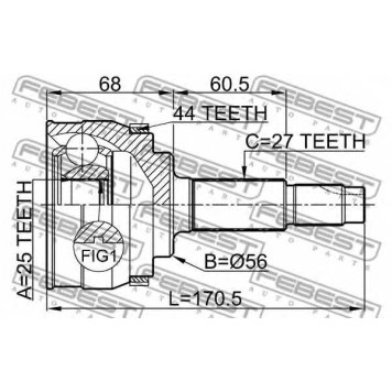 Шарнир приводного вала FEBEST 0210-065A44-1