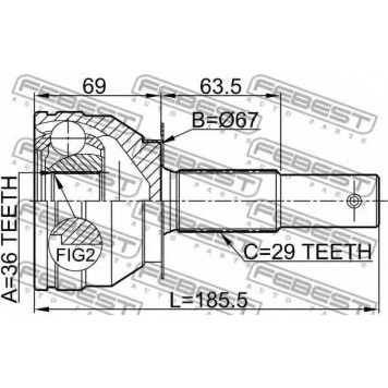 Шарнир приводного вала FEBEST 0210-A60-1