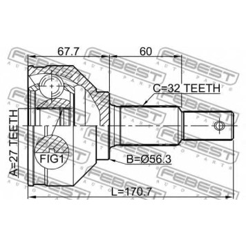 Шарнир приводного вала FEBEST 0210-J32-1
