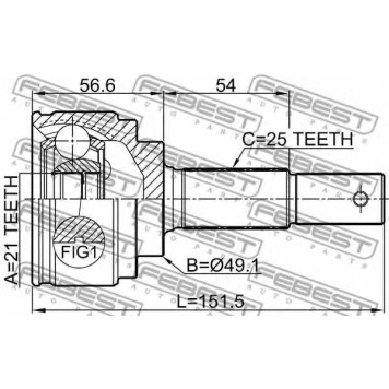 Шарнир приводного вала FEBEST 0210-K13K-1