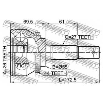 Шарнир приводного вала FEBEST 0210-N16A44-1