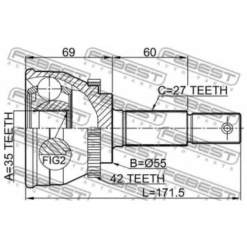 Шарнир приводного вала FEBEST 0210-N16MTA42-1