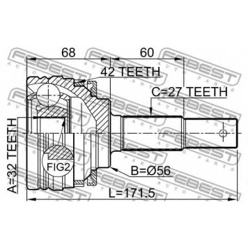 Шарнир приводного вала FEBEST 0210-P10A42-1